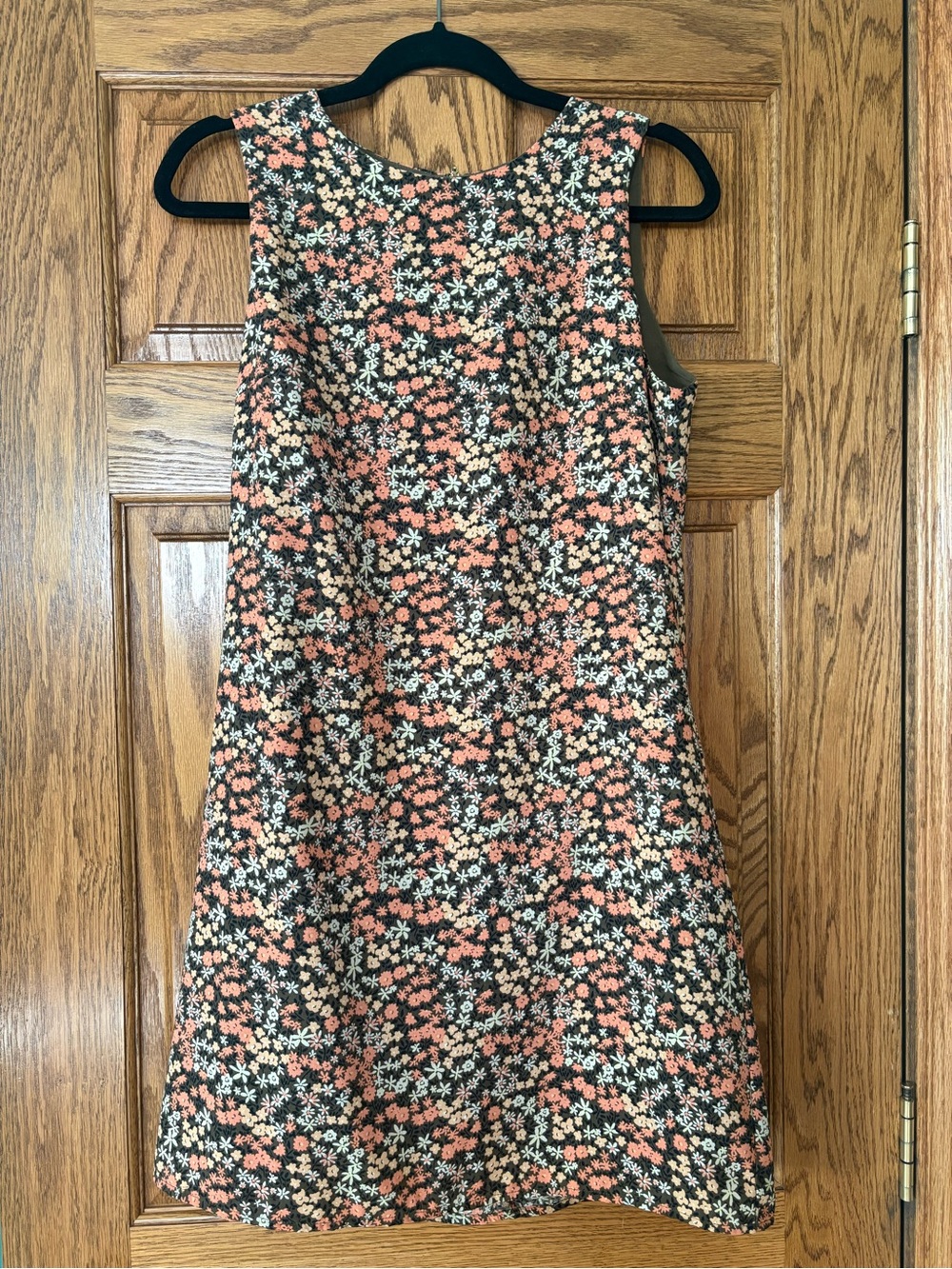APRICOT Sleeveless Floral Mini Dress in Coral, Cream and Black